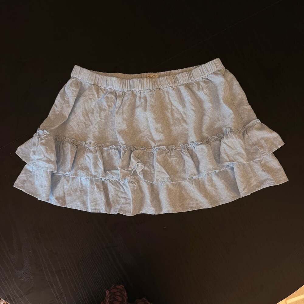 John Galt Blue Floral Tiered Mini Skirt